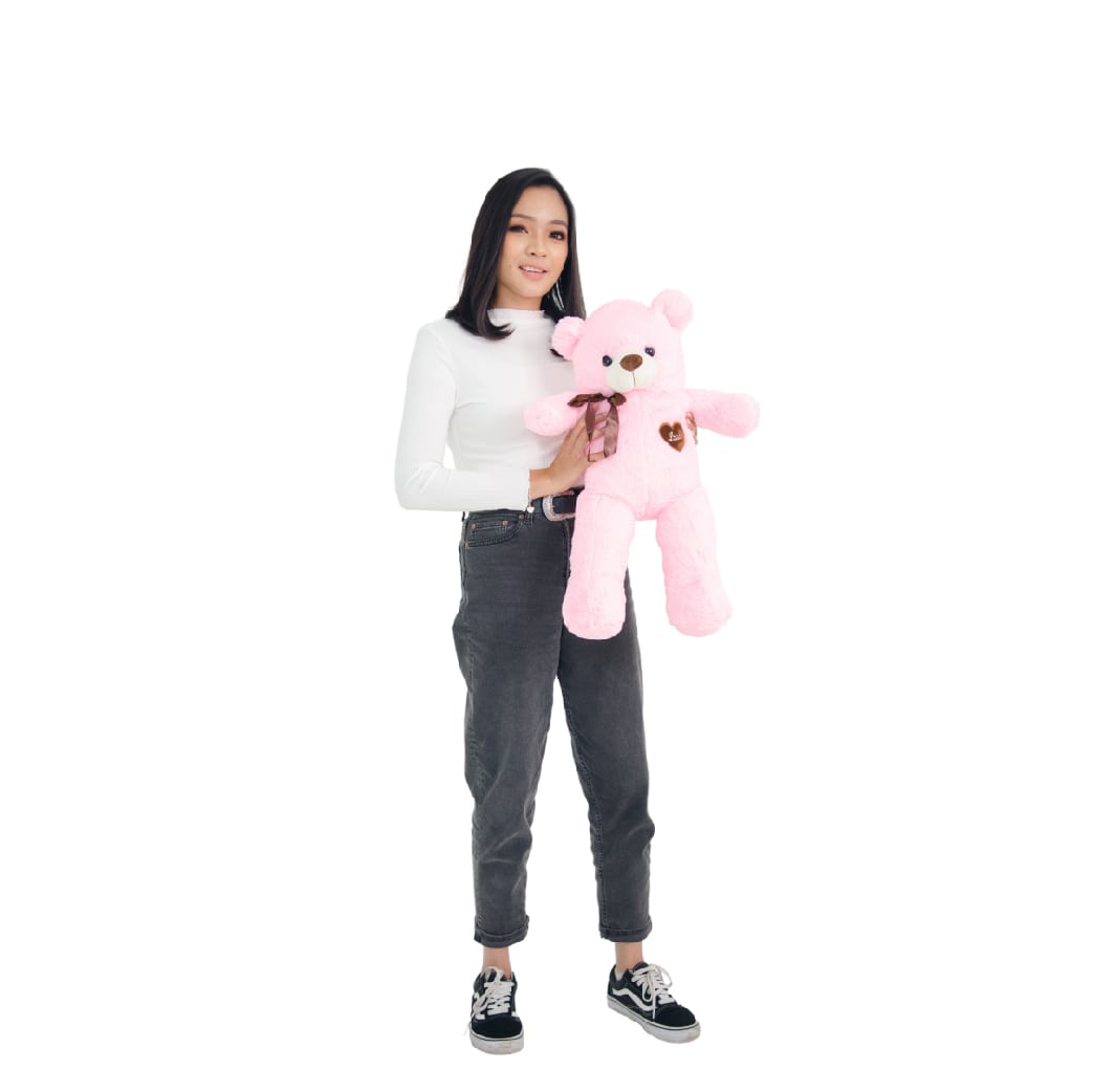 Fluffy teddy bear 60cm in pink – Oppa Bear