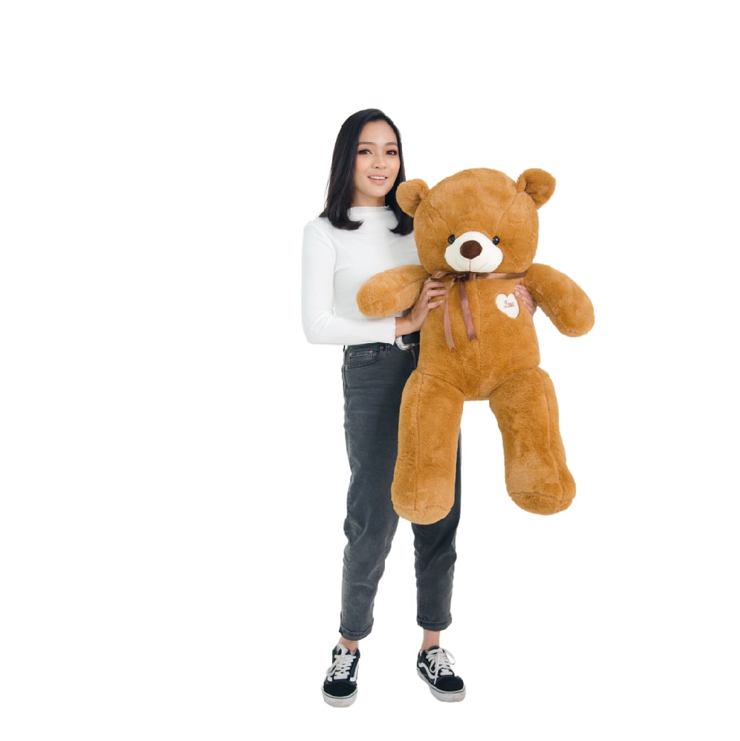Fluffy teddy bear 100cm in brown